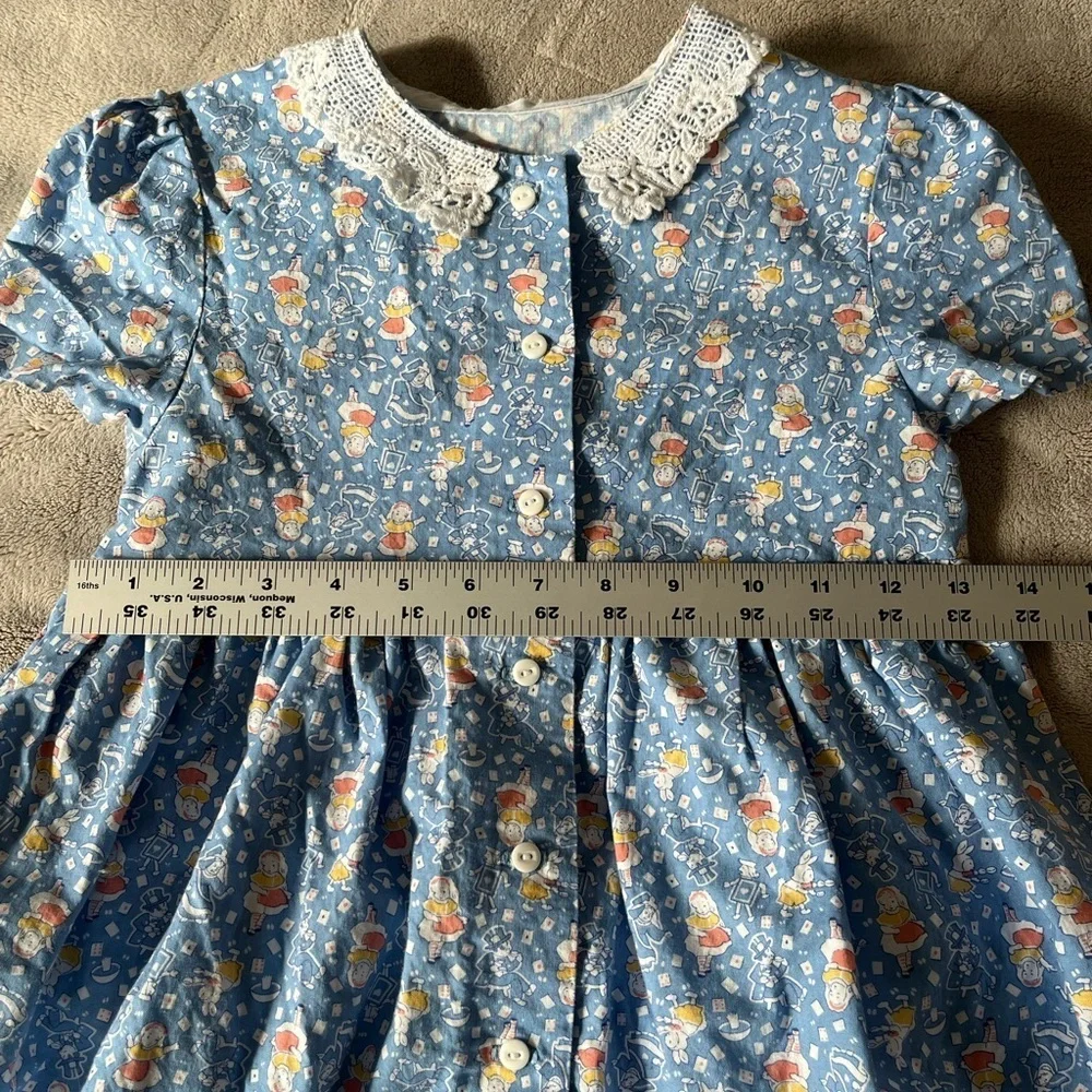 Handmade Vintage Girls 6-8 Prairie Alice in Wonderland Cottagecore Cotton Lace